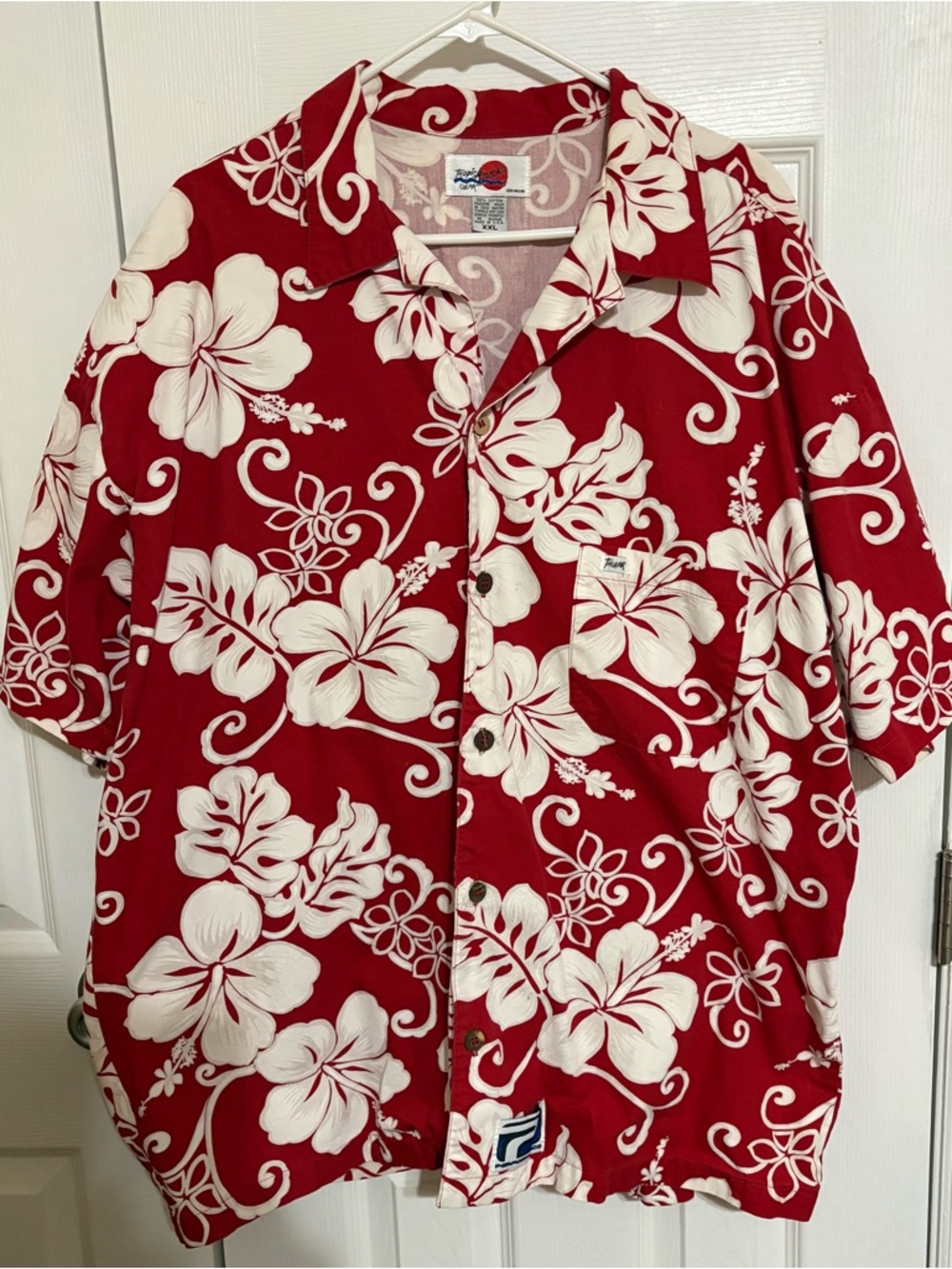 Mens Vintage Tropic Attitudes Red Hawaiian Shirt XXL USA Made Floral Camp Shirt